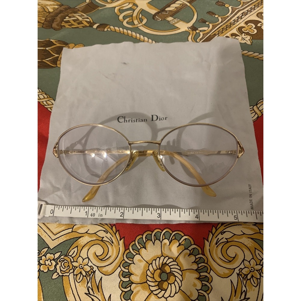 christian dior vintage Women's Eyeglasses Frames Gold Metal CD 3559 Oval AUSTRIA